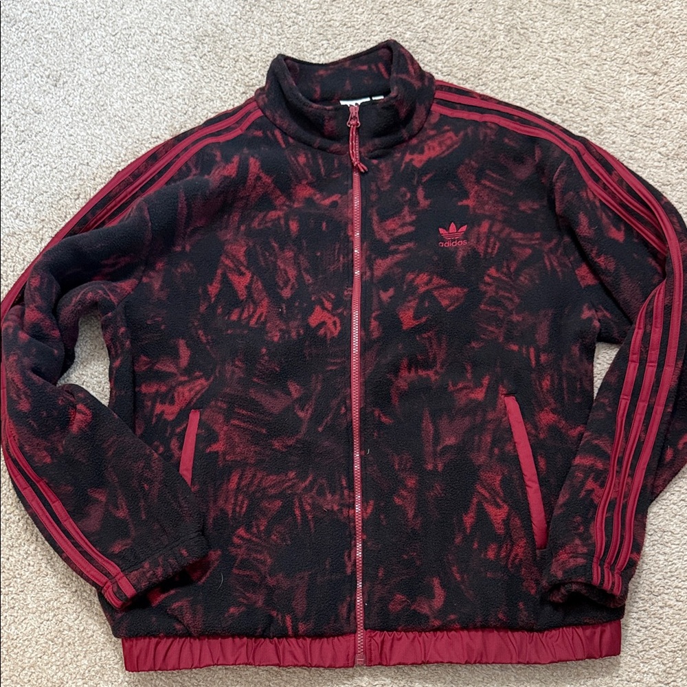 Adidas Black and Red Patterned Jacket